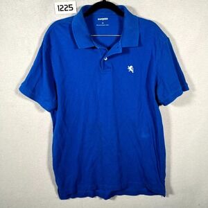 Express Polo Shirt Mens Large Blue Logo 100% Cotton Golf Tennis Performance READ